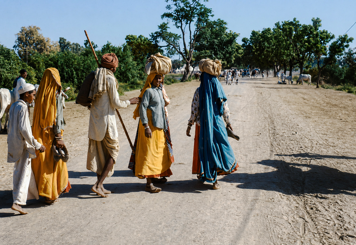 A walk home, at the edge of the village